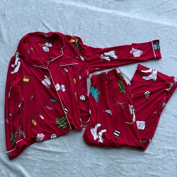 kate spade Other - Kate Spade Winter Red Pajamas Button up Top and Bottom Buttery Soft